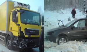 В страшной аварии с грузовиком МАN под Ярославлем насмерть разбилась женщина с ребенком