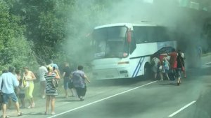 В Крыму загорелся автобус из Сочи с 40 пассажирами на борту