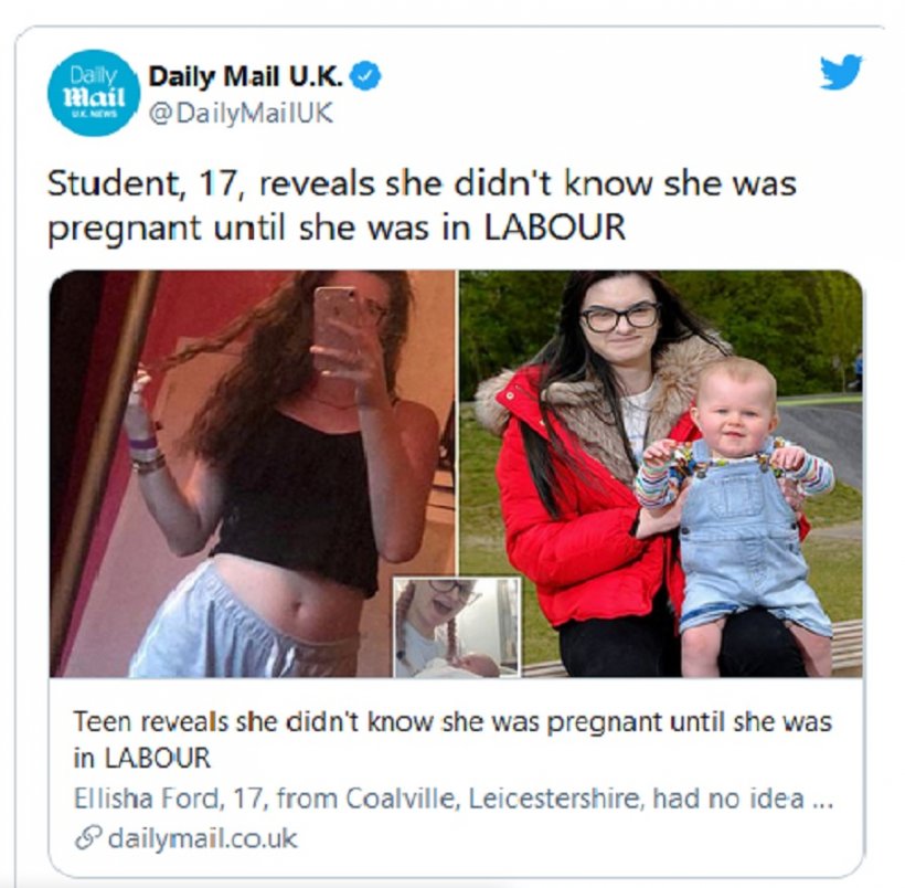 Британская студентка не подозревала о беременности до родов