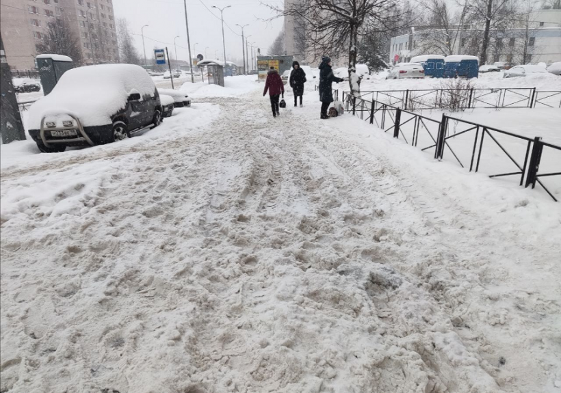 Петербургские коммунальные службы не смогли справиться с небольшим снегопадом в городе