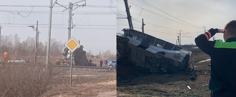 Семь человек погибли при столкновении поезда и автобуса в Ярославской облас ...
