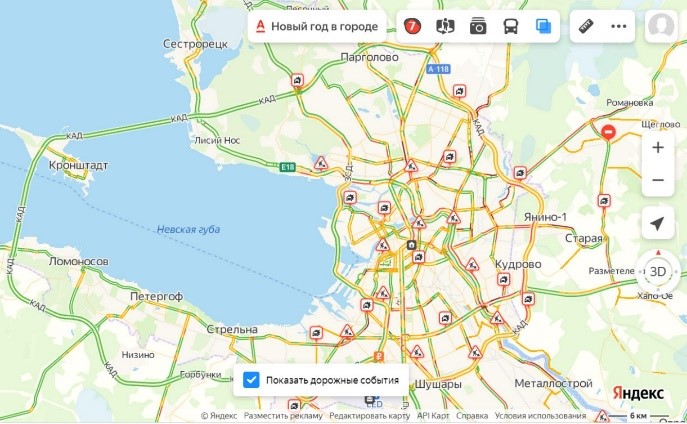 Мощный снегопад спровоцировал в Петербурге многокилометровые пробки