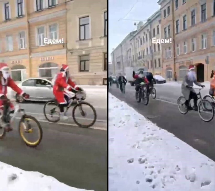 Смольный «поправляет» репутацию новогодним велопарадом Дедов Морозов