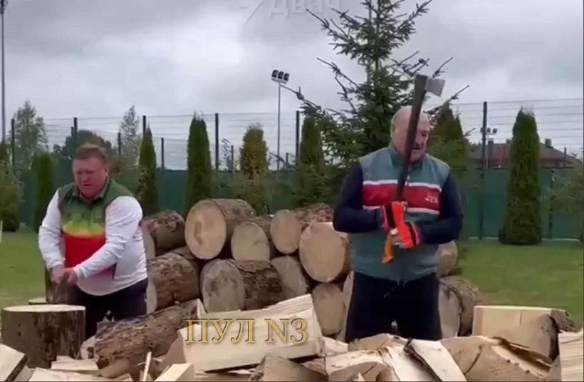 Лукашенко наколол дров и пообещал не дать замерзнуть европейцам