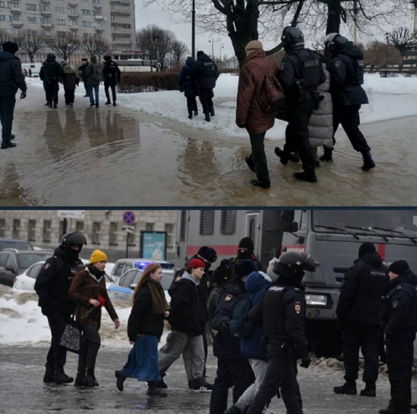 В Санкт-Петербурге массовые задержания, аресты и штрафы после акций памяти Алексея Навального. В Москве работал ОМОН