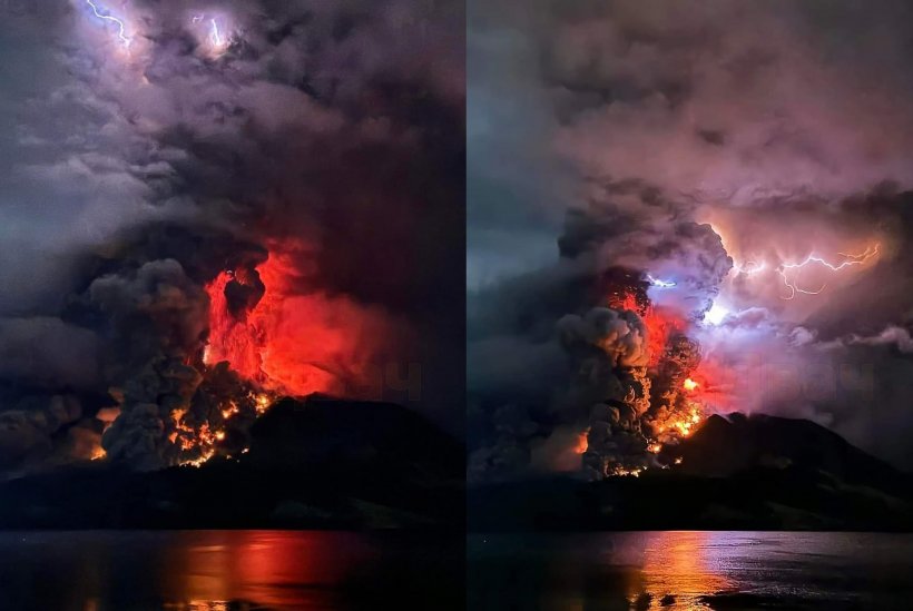 Кадры извержения вулкана Руанг в Индонезии