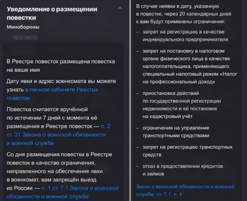 Заработал реестр повесток — не явившимся в военкомат россиянам теперь ограничивают выезд из страны